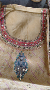 Roman Silk Digital Print Kurta with ✨Highlight   leather work n sequence hand work Detailing &roman silk Dupatta – Unstitched Suit